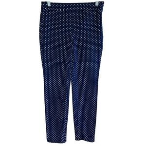 Talbots Women's Blue & White Polka Dot Chatham Ankle Stretch Pants 2 Side Zip